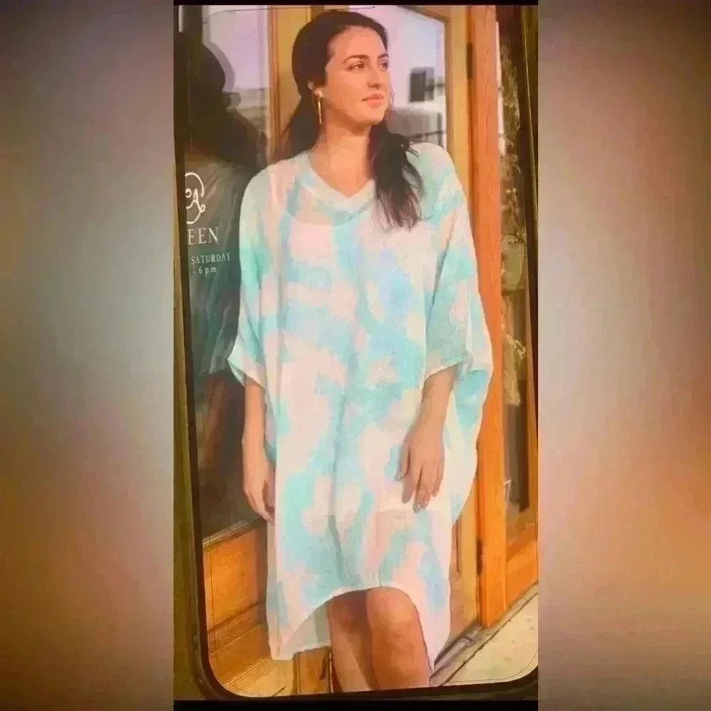 Sofia Print Dress Handmade In Italy From Boutique one Size.  D7